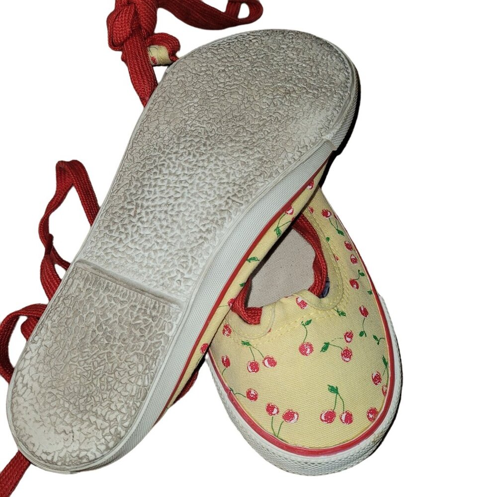 Vintage TwentySixRed Women's Size 6 Sugar Cherry Print Ankle Tie Slip-on Shoes - Picture 8 of 8